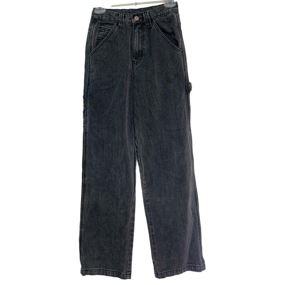 J. Galt Women's Gray Wide Leg High Waisted Cargo Denim Jeans Size Small